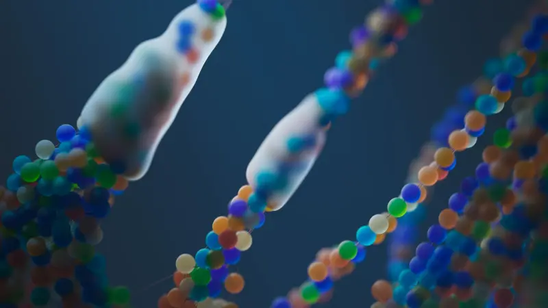 RNA molekülü ve genetik dizilim soyut görsel, küçük müdahaleci RNA teknolojisi